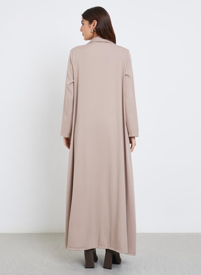 Amirah Women Notch Lapel Abaya with Mock Flap - Image 4