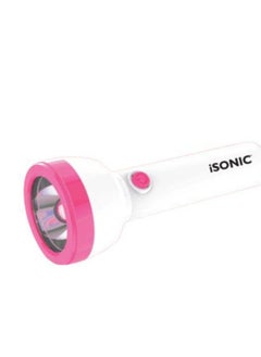 iSONIC 1 W Rechargeable LED Torch Light Focus Range 800 Mtr For Trekking Hiking Outdoor White/Pink IL 81  - Image 1