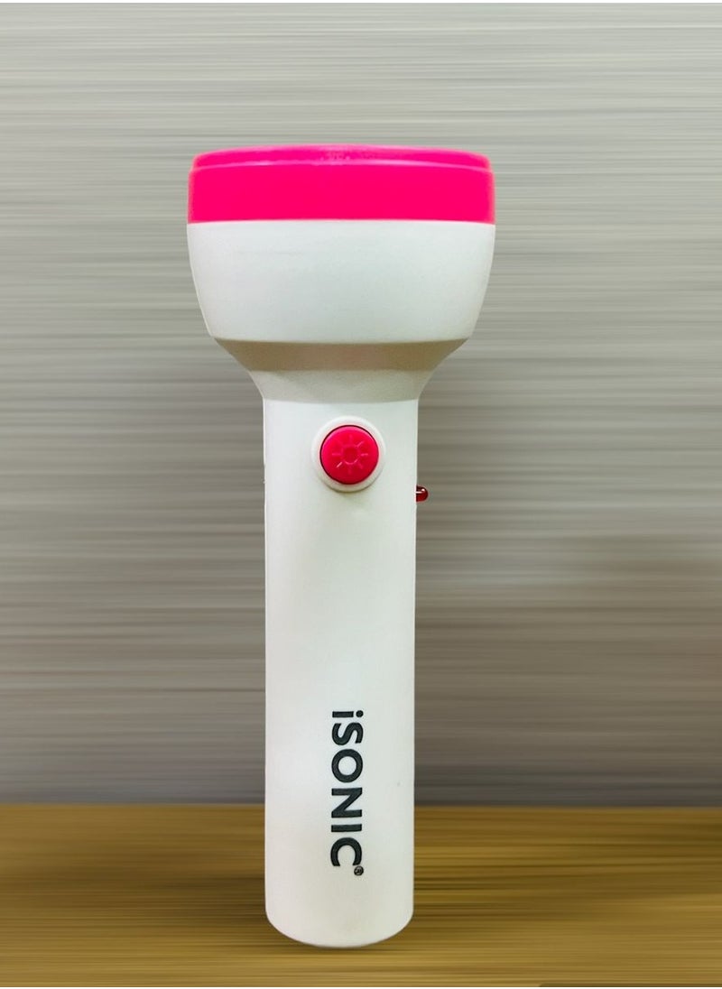 iSONIC - 1 W Rechargeable LED Torch Light Focus Range 800 Mtr For Trekking Hiking Outdoor White/Pink IL 81 - Image 1