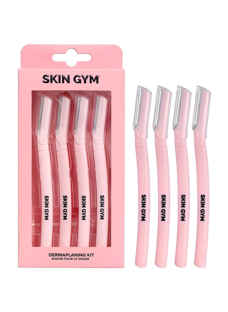 SKIN GYM Skin Gym Dermaplaining Kit - Dermaplane Razor For Women - Removes Facial Hair, Peach Fuzz and Eyebrow Hair - For Gentle Smoother Skin, Pack of 4 