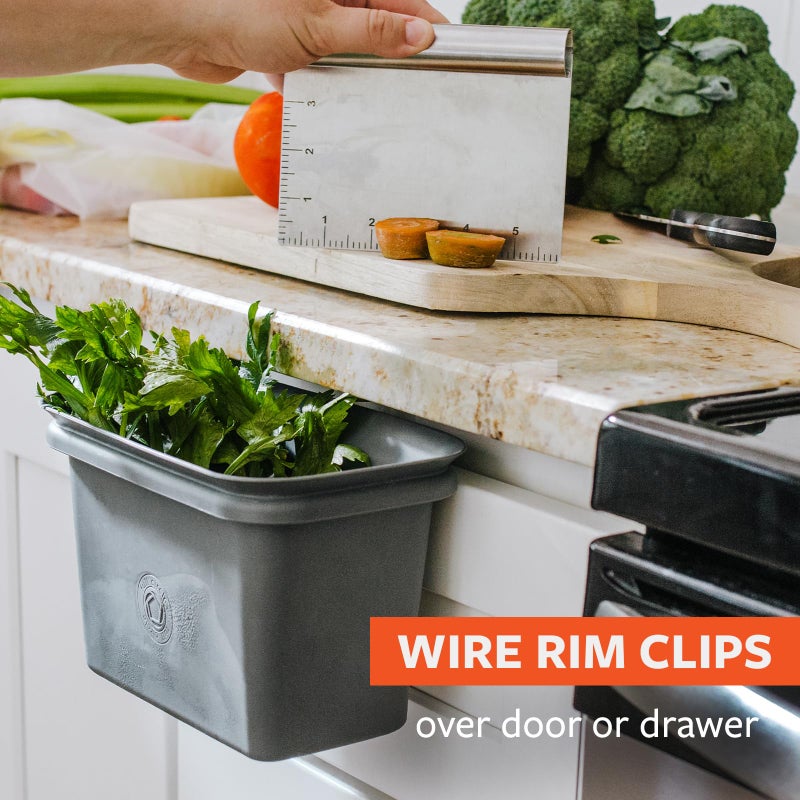 Full Circle Scrap Happy, Food Scrap Collector and Freezer Compost Bin - Hanging Kitchen Countertop Bin for Fruit and Vegetable Waste, Fits in Freezers, Slate - Image 2