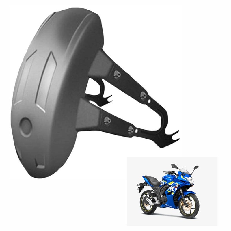 Asryd Rear Tyre Flexible Mudguard Bike Splash Guard ABS Material Compatible with Suzuki Gixxer, Black - Image 1