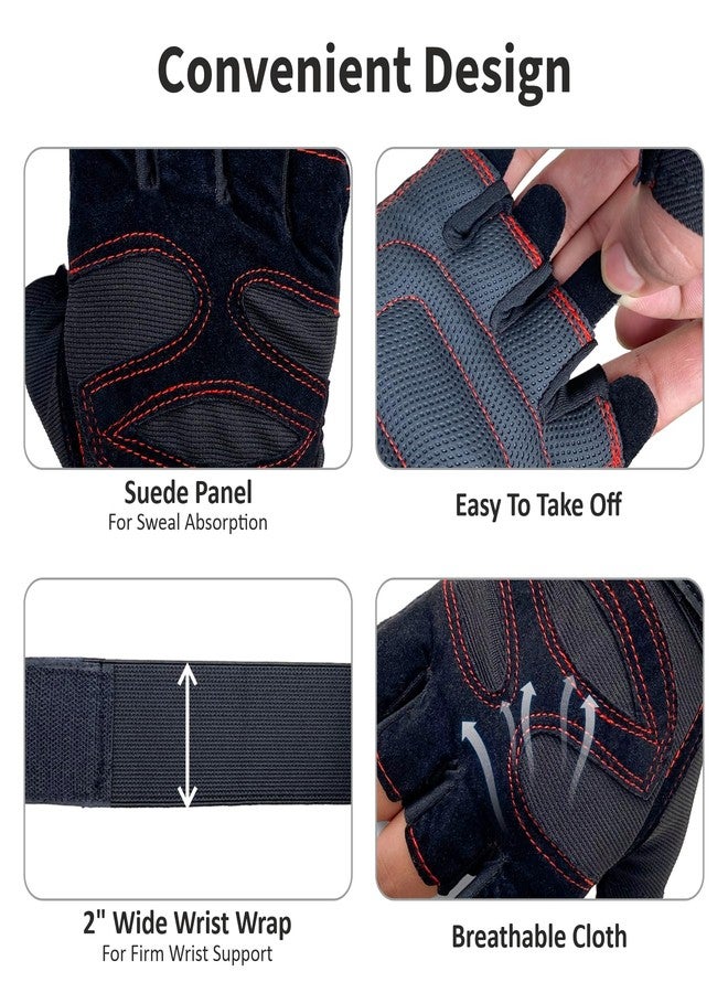 Aprodo Microfiber Torrido Half Finger Workout Gym Gloves with Wrist Support Strap | 1 Pair - Free Size (Black) | Fitness Gloves with Breathable Non-Slip Grip | Wrist Band for Dumbbell, Exercise - Image 4