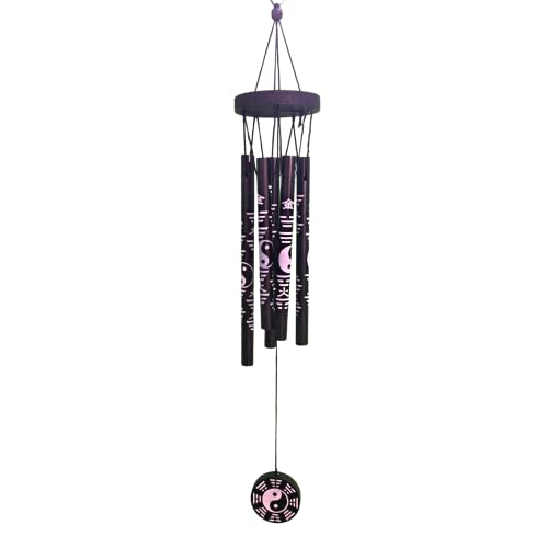 GJ Feng Shui Yin Yang Wind Chime with 5 Metal Pipes for Balcony, Window & Home Décor | Vastu Good Luck Wind Chime for Positive Energy | Black Color - Image 3
