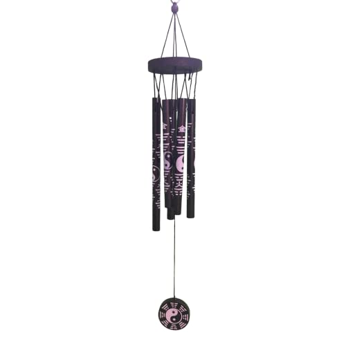 GJ Feng Shui Yin Yang Wind Chime with 5 Metal Pipes for Balcony, Window & Home Décor | Vastu Good Luck Wind Chime for Positive Energy | Black Color - Image 5