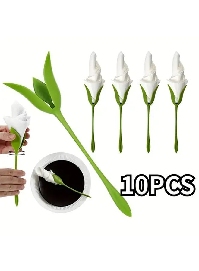 10 قطع من حاملات المناديل الزهرية العمودية لحفلات الزفاف والحفلات وديكور طاولة عيد الميلاد - Image 1