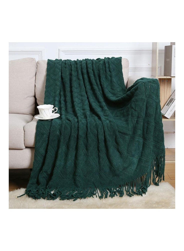 Tassel Design Soft Blanket Keep Warm Cotton 127 x 180cm（Green） - Image 3