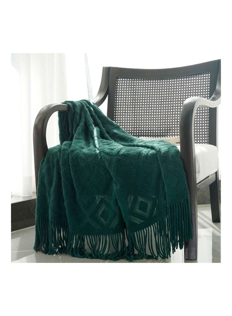 Tassel Design Soft Blanket Keep Warm Cotton 127 x 180cm（Green） - Image 5