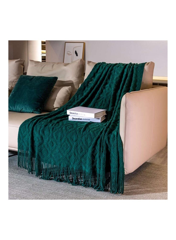 Tassel Design Soft Blanket Keep Warm Cotton 127 x 180cm（Green） - Image 4