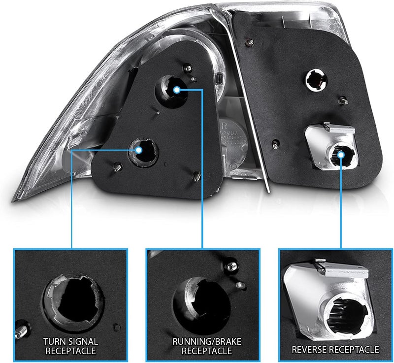AmeriLite Black Euro Replacement Taillights for 2001-2005 Honda Civic 4 Door - Driver and Passenger Side - Image 5