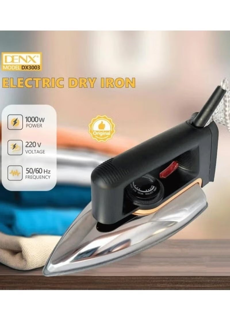 Denx DX3003 Fast & Precise Dry Iron with Smart Temperature Control, Non-Stick Soleplate, Lightweight Ergonomic Design, Quick and Efficient Ironing for Home Use - Image 4