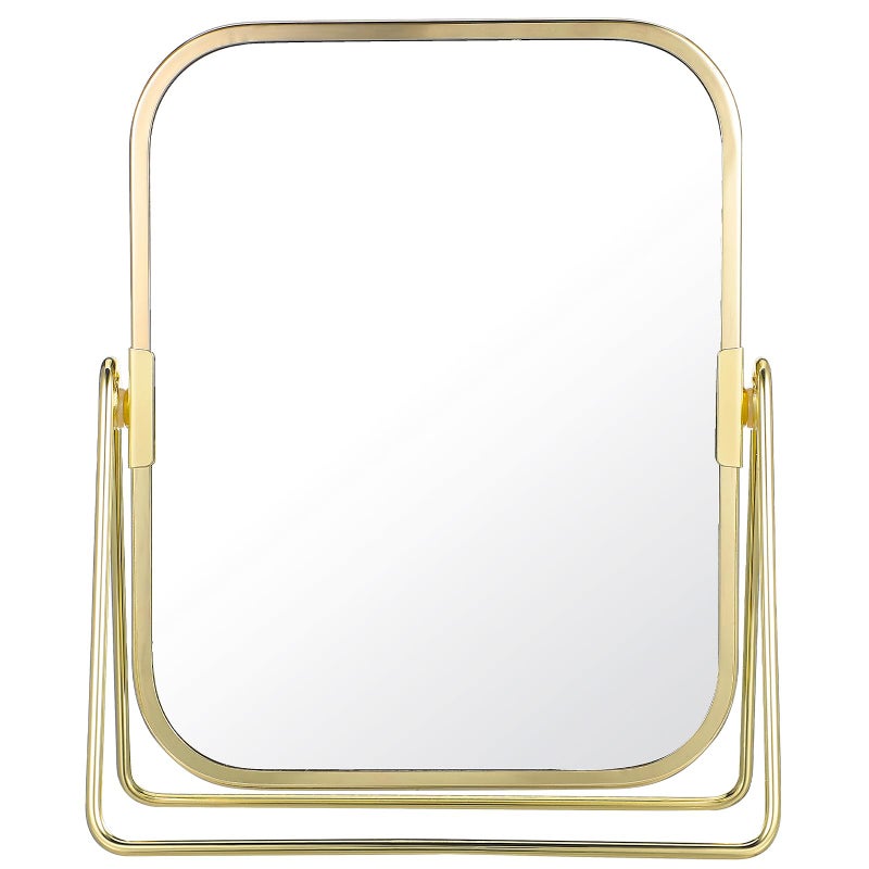 Metal Swivel Double Sided Makeup Mirror With Stand For Bathroom Bedroom Dressing Desk - Image 2