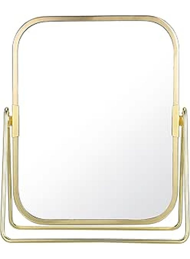 Metal Swivel Double Sided Makeup Mirror With Stand For Bathroom Bedroom Dressing Desk - Image 1