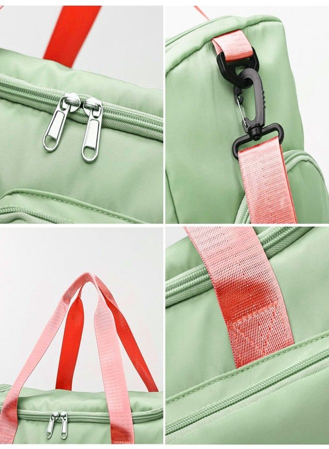 Suruid Travel Duffel Bag with Shoes Compartment Sports Gym Bag with Dry Wet Separated Pocket for Men and Women, Overnight Bag Weekender Bag Training Handbag Yoga Bag - Bright Green Pink - Image 5