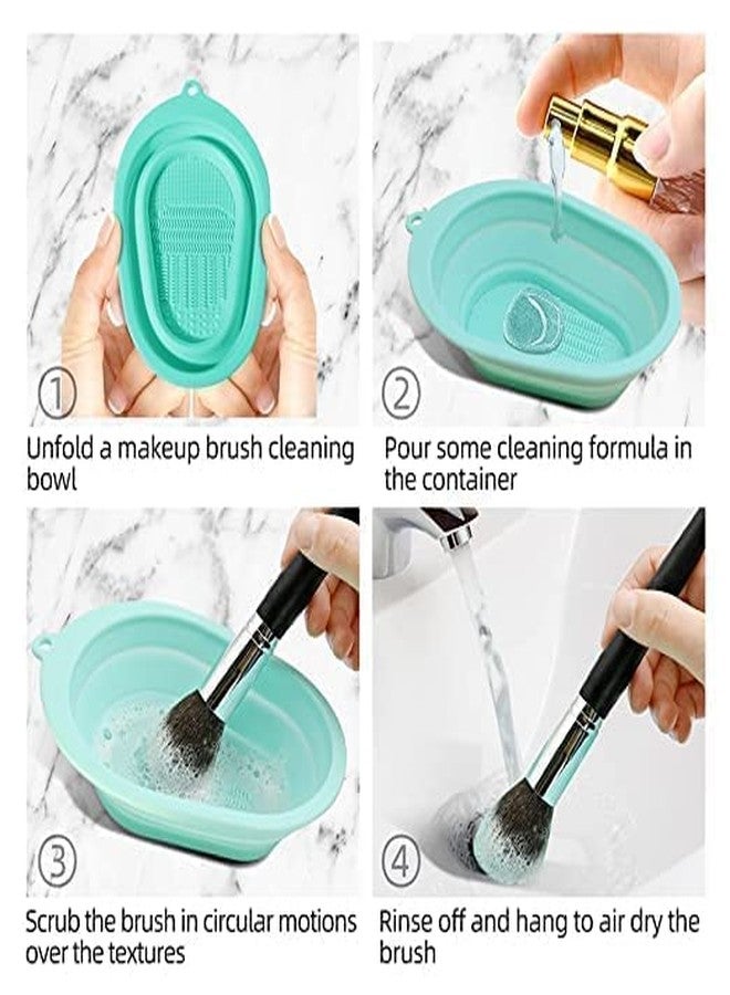 Soptool Makeup Brush Cleaning Mat, Soft and Durable Silicone Cosmetic Cleaner Pad, Foldable Makeup Brush Cleaning Bowl, Portable Washing Tool Scrubber with 4 Textures (1ps/Multicolour) - Image 5