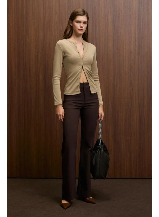 Grimelange TALUVIA Women's Stretch Fabric Body-Hugging Slim Fit Buttoned Violet Blouse.