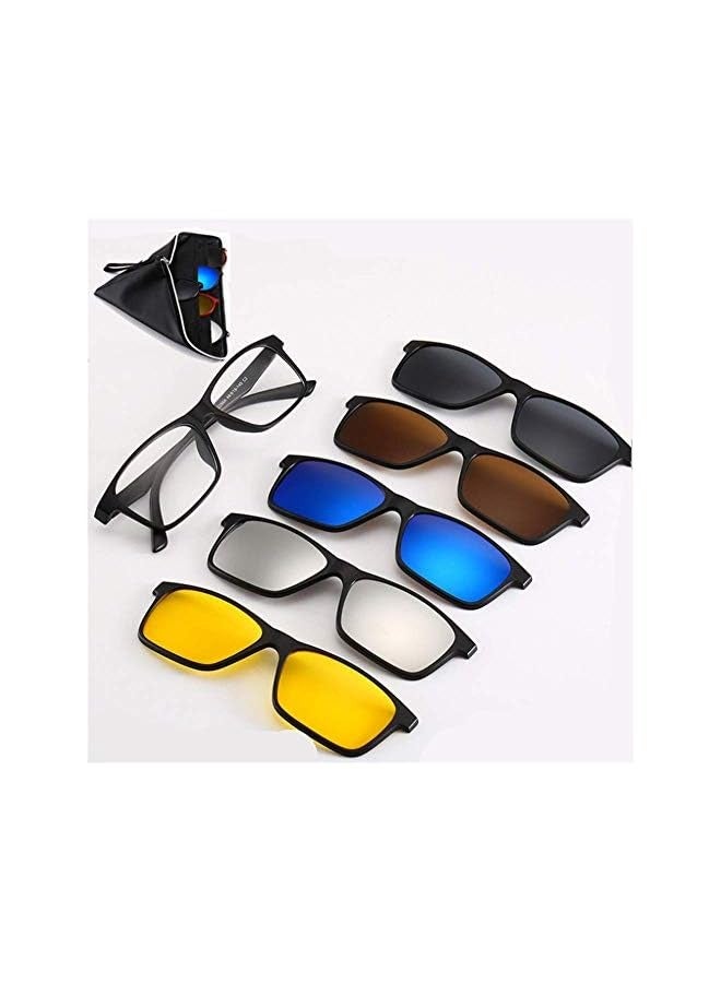 بروماس نظارات مغناطيسية 5 في 1، 5 قطع من النظارات الشمسية المستقطبة ذات الإطار البلاستيكي للقيادة الليلية - Image 1