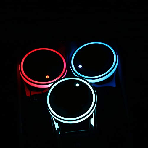 WedFeir LED Cup Holder Lights, 2pcs LED Car Coasterss with 7 Colors Luminescent Light Cup Pad, USB Charging Cup Mat for Drink Coaster Accessories Interior Decoration Atmosphere Light. - Image 4