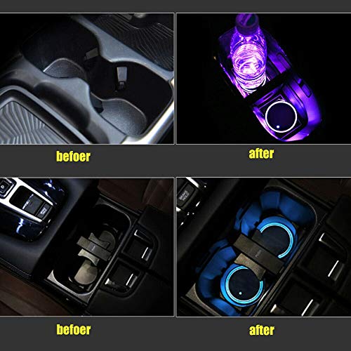 WedFeir LED Cup Holder Lights, 2pcs LED Car Coasterss with 7 Colors Luminescent Light Cup Pad, USB Charging Cup Mat for Drink Coaster Accessories Interior Decoration Atmosphere Light. - Image 3