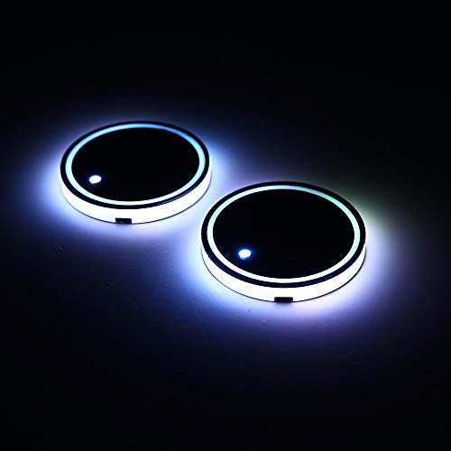 WedFeir LED Cup Holder Lights, 2pcs LED Car Coasterss with 7 Colors Luminescent Light Cup Pad, USB Charging Cup Mat for Drink Coaster Accessories Interior Decoration Atmosphere Light. - Image 5