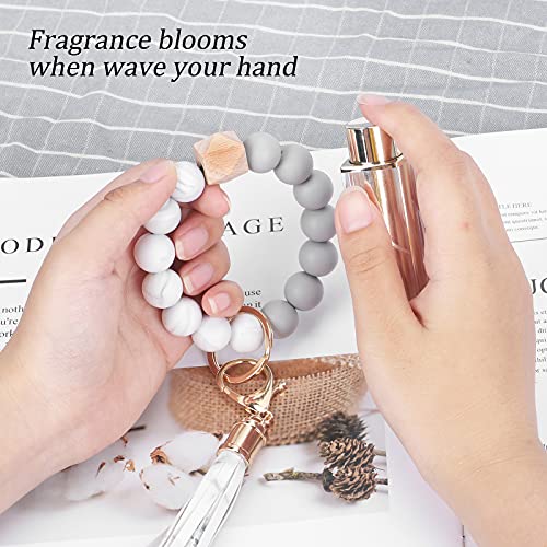 Weixiltc Keychain Wristlet for Women, Silicone Bead Bracelet with Leather Tassel, Cute Car Key Ring for Girls, Charm Key Chain Holder for Women (White) - Image 4