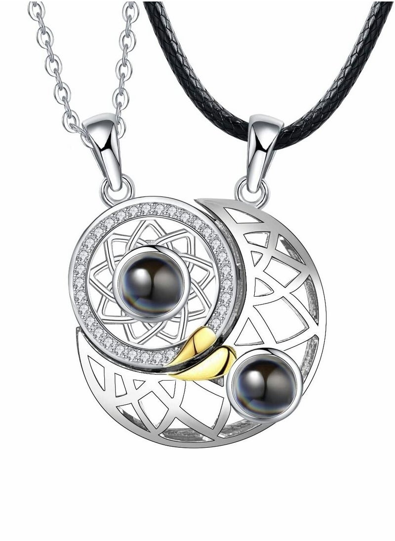 SYOSI - Magnetic Couple Necklace for Him and Her, Matching Couple Necklaces, Couple Heart Pendant, Matching Couple Necklaces for Him and Her, Matching Heart Necklace for Couples or Best Friends - Image 1