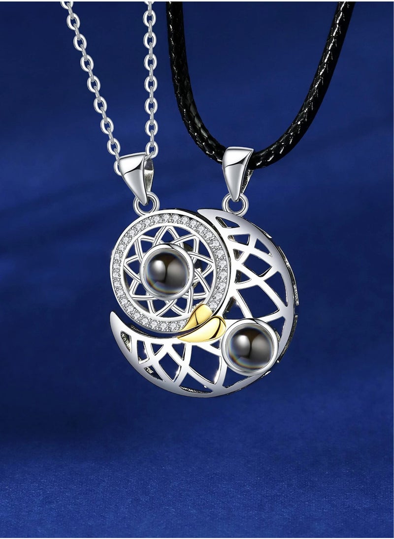 SYOSI - Magnetic Couple Necklace for Him and Her, Matching Couple Necklaces, Couple Heart Pendant, Matching Couple Necklaces for Him and Her, Matching Heart Necklace for Couples or Best Friends - Image 1