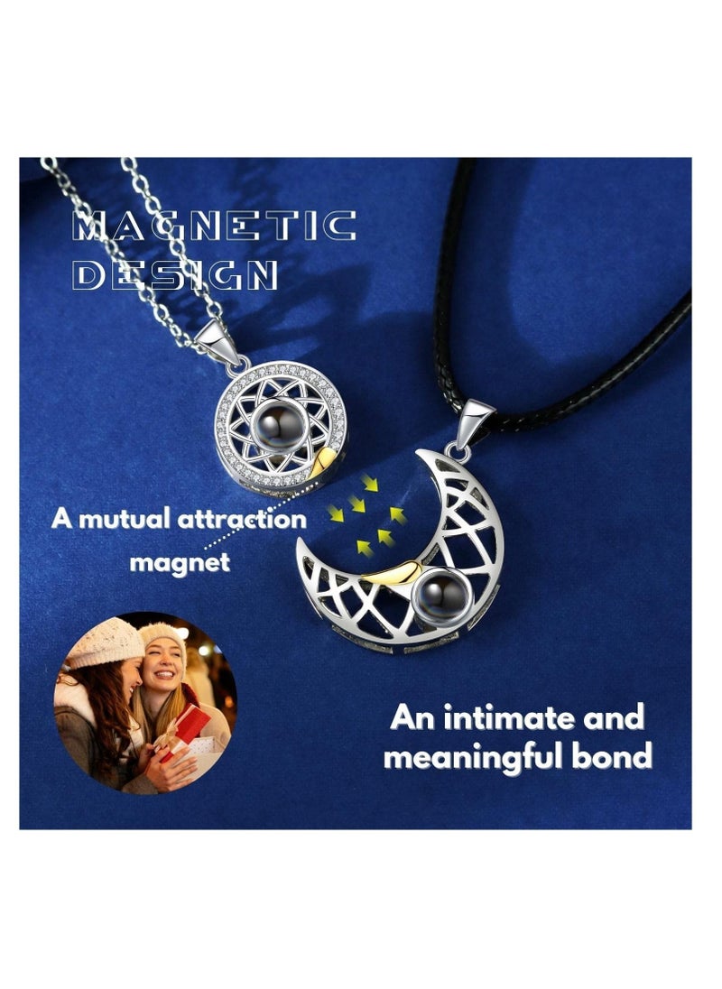 SYOSI - Magnetic Couple Necklace for Him and Her, Matching Couple Necklaces, Couple Heart Pendant, Matching Couple Necklaces for Him and Her, Matching Heart Necklace for Couples or Best Friends - Image 1
