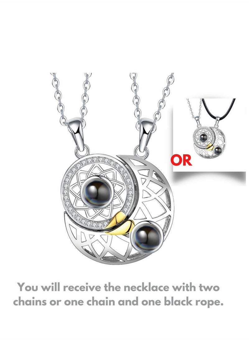 SYOSI - Magnetic Couple Necklace for Him and Her, Matching Couple Necklaces, Couple Heart Pendant, Matching Couple Necklaces for Him and Her, Matching Heart Necklace for Couples or Best Friends - Image 1