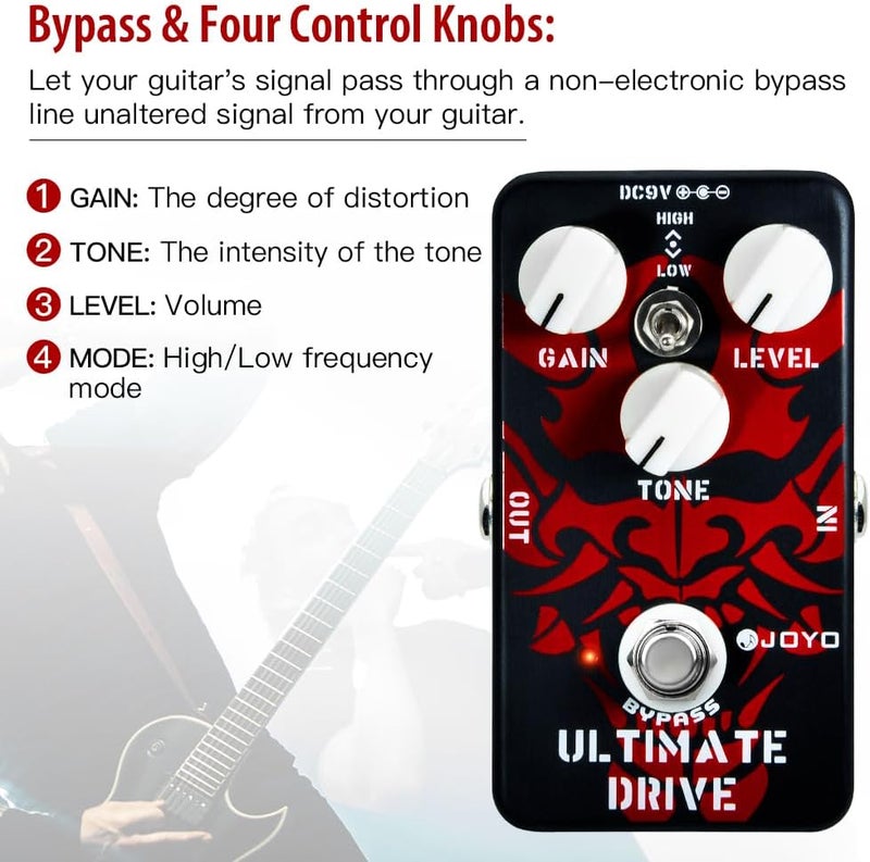 JOYO Overdrive Distortion Pedal Rich Bordering-on-Distortion Overdrive for Electric Guitar Effect - Bypass (Ultimate Drive JF-02) - Image 3