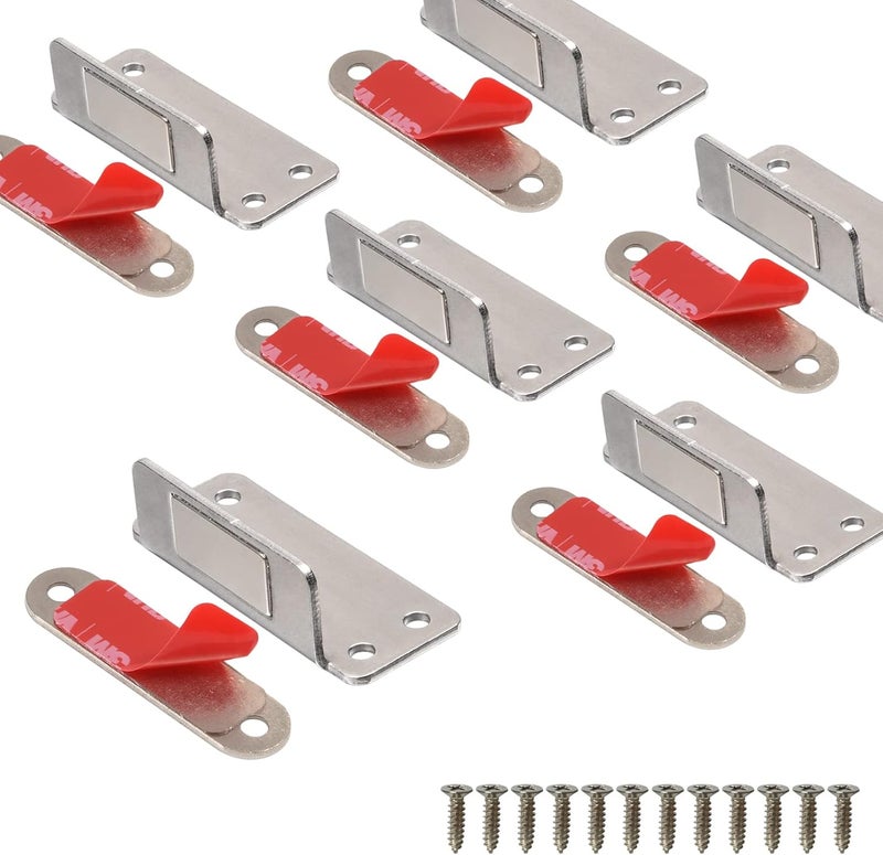 Mousike Cabinet Magnets Adhesive Strong Magnetic Door Catch Stainless Steel Kitchen Magnetic Latch Used to Close Cupboard Cabinet Closet Door Drawer(Silver 6Pack) - Image 1