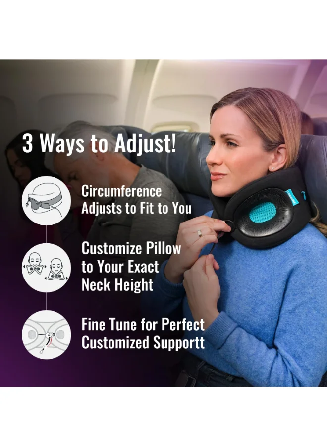 كابو Evolution X | First Customizable Neck Pillow, Adjustable Height & Neck Fit for Ultra Comfort, Supports Spine Alignment, w/ Air Vent for Cooling Effect, 14+ Years Old - Grey/Purple