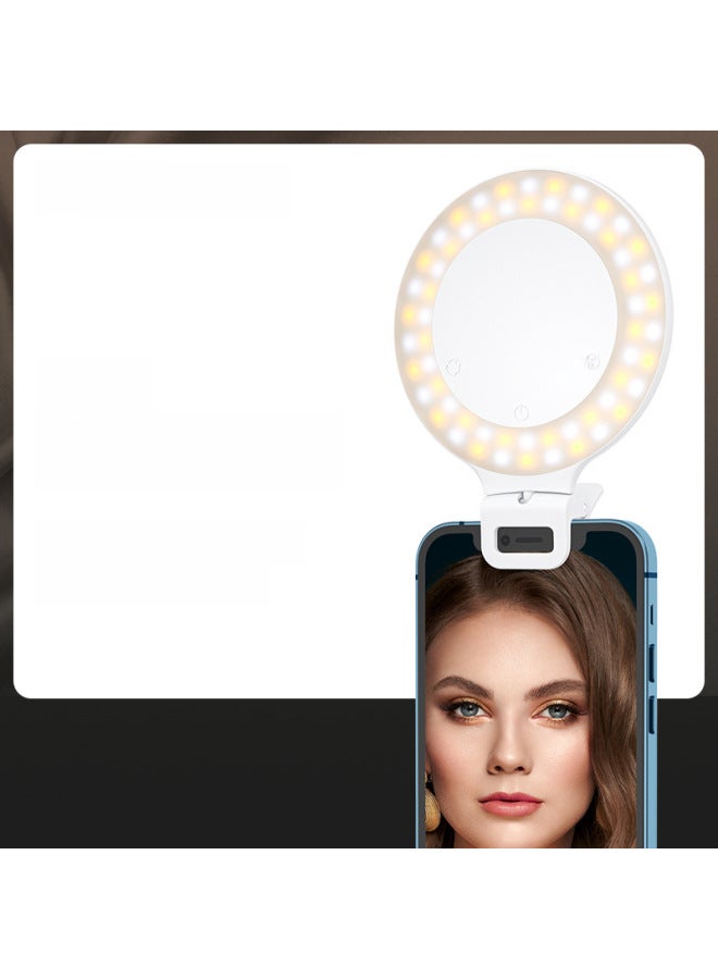 XJ51 Mobile Phone Fill Light Video Conference Fill Light Touch LED Live Ring Light Beauty Photography Light-Specifications:White  - Image 2