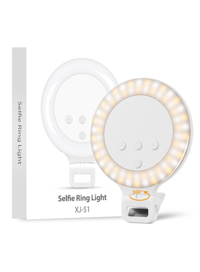 XJ51 Mobile Phone Fill Light Video Conference Fill Light Touch LED Live Ring Light Beauty Photography Light-Specifications:White  - Image 1