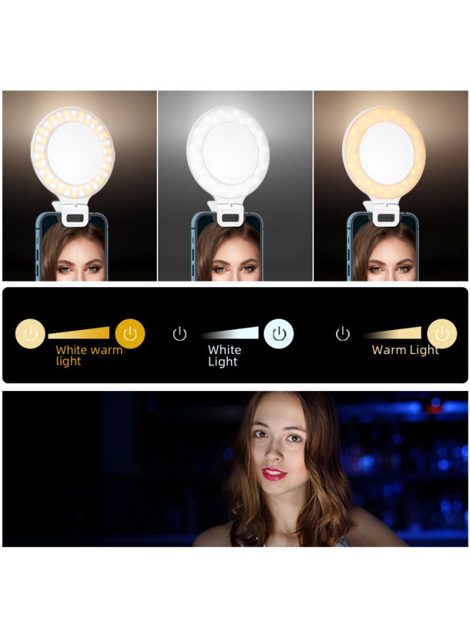 XJ51 Mobile Phone Fill Light Video Conference Fill Light Touch LED Live Ring Light Beauty Photography Light-Specifications:White  - Image 3