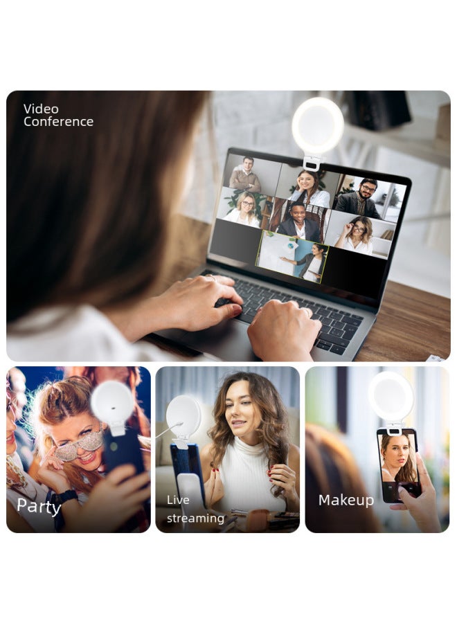 XJ51 Mobile Phone Fill Light Video Conference Fill Light Touch LED Live Ring Light Beauty Photography Light-Specifications:White  - Image 5