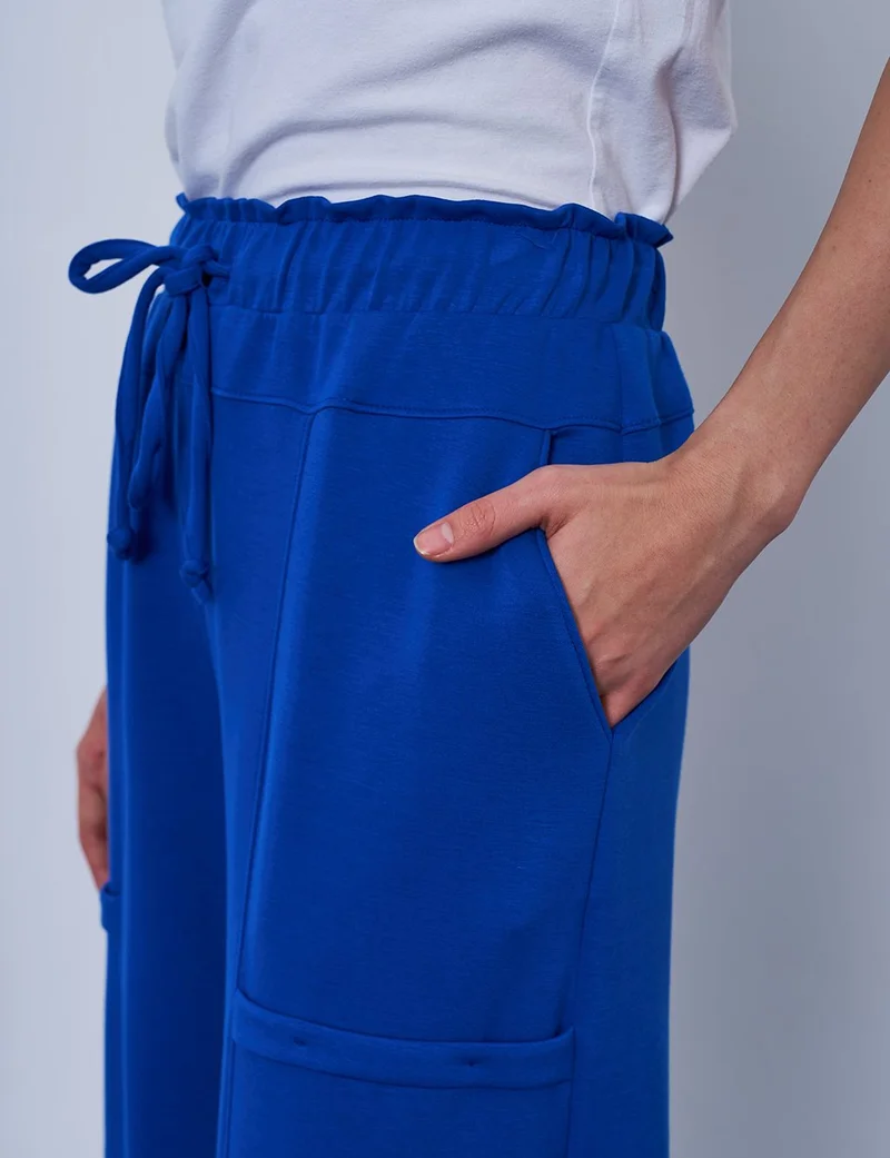 Kayra Stitch Detailed Scuba Pants Royal Blue