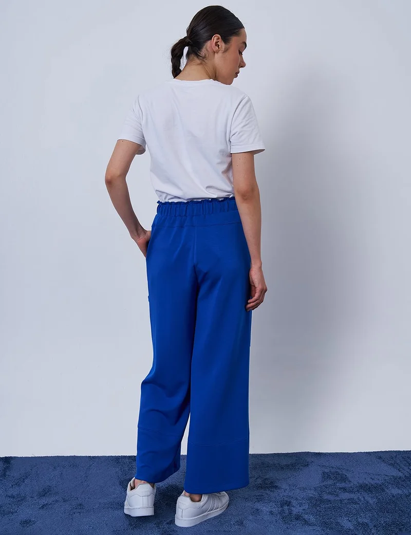 Kayra Stitch Detailed Scuba Pants Royal Blue