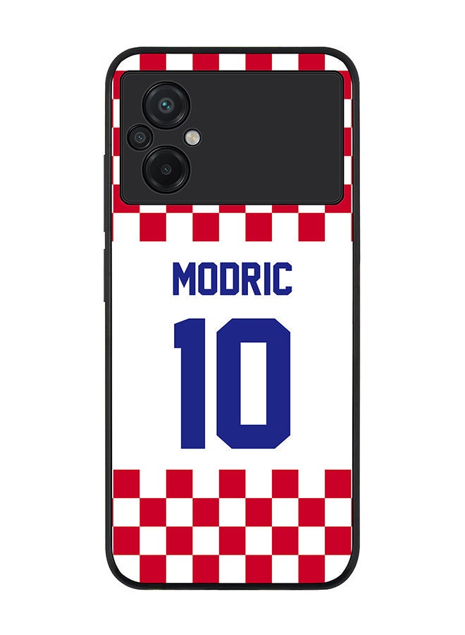 Stylizedd Rugged Black edge case for Xiaomi Poco M5 Slim fit Soft Case Flexible Rubber Edges Anti Drop TPU Gel Thin Cover - Football Team - Croatia Player Name - Modric - Image 1