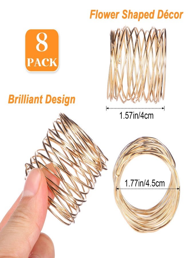 Pickmesh 8 Sets Christmas Dinner Placemats and Napkin Rings Pressed Vinyl Placemats Hollow Out Place Mats Round Mesh Napkin Rings for Wedding New Year Kitchen Table(Gold,Rotary Screen) - Image 2