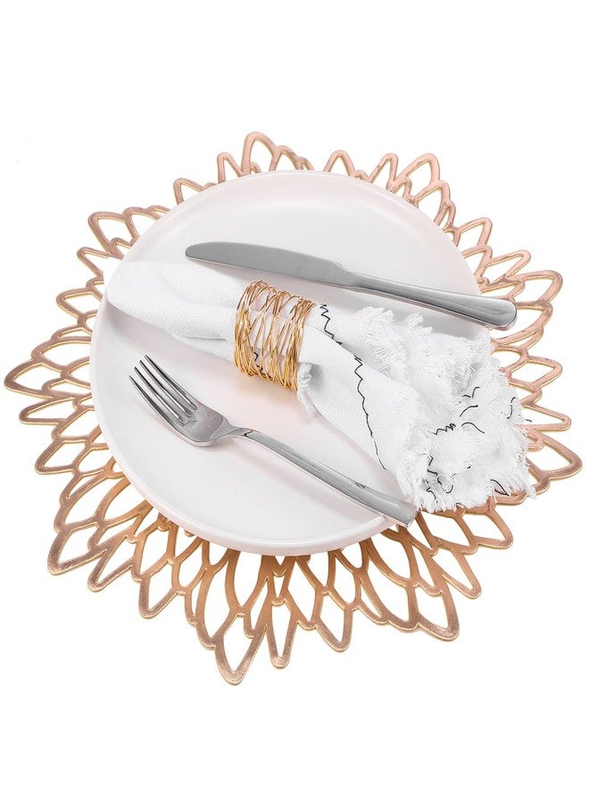 Pickmesh 8 Sets Christmas Dinner Placemats and Napkin Rings Pressed Vinyl Placemats Hollow Out Place Mats Round Mesh Napkin Rings for Wedding New Year Kitchen Table(Gold,Rotary Screen) - Image 5