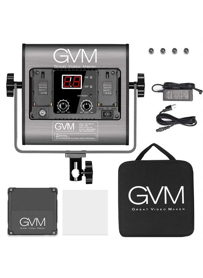GVM Great Video Maker - GVM Led Bi-Color Video Lights with APP Function, Variable CCT 2300K-6800K and 10%-100% Brightness with Digital Display for Video Studio Shooting, CRI97+ TLCI97 Led Light Panel +Barndoor - Image 1