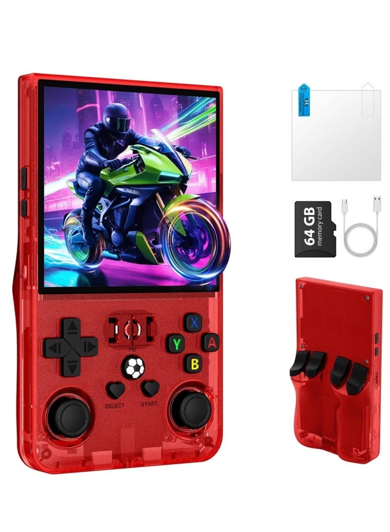 ELTRAZONE R36MAX Retro Handheld Game Console 4.0 Inch IPS HD Display 64GB Transparent Red - Image 1