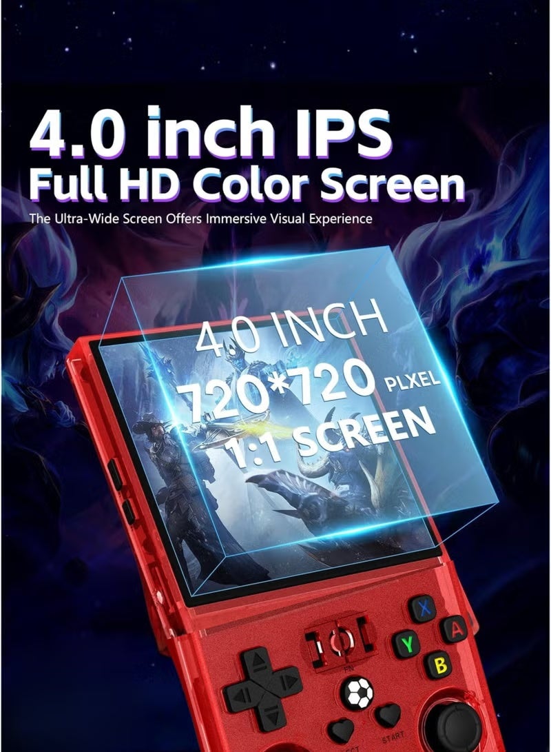 ELTRAZONE R36MAX Retro Handheld Game Console 4.0 Inch IPS HD Display 64GB Transparent Red - Image 5