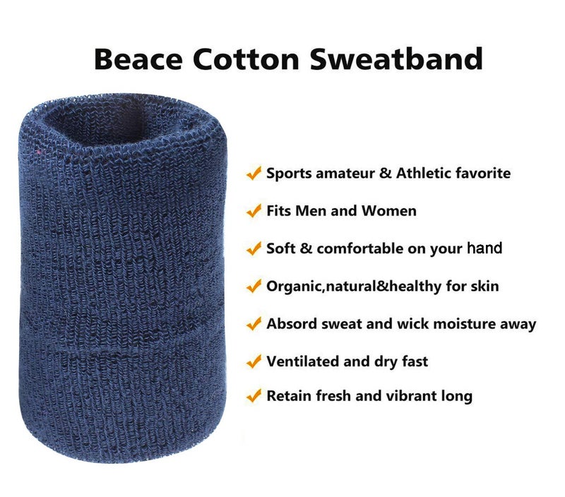 Neska Moda Unisex Dark Blue Cotton Wrist Band-WB31 - Image 3