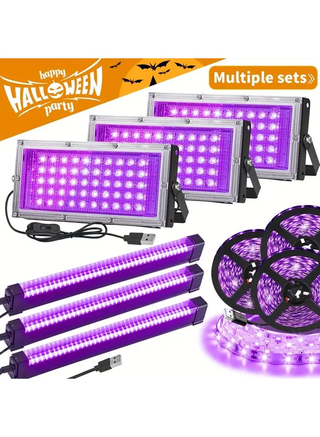 2 2 2 Sets Black Light Kit 50 UV LED 40 Blacklight 2 5M Strip Glow Party Halloween - Image 2