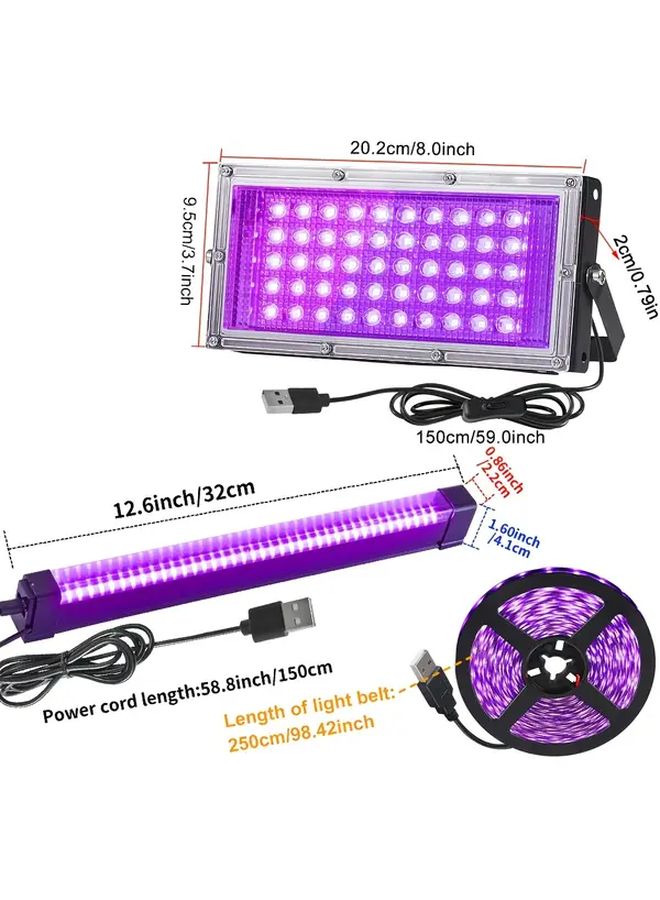 2 2 2 Sets Black Light Kit 50 UV LED 40 Blacklight 2 5M Strip Glow Party Halloween - Image 4