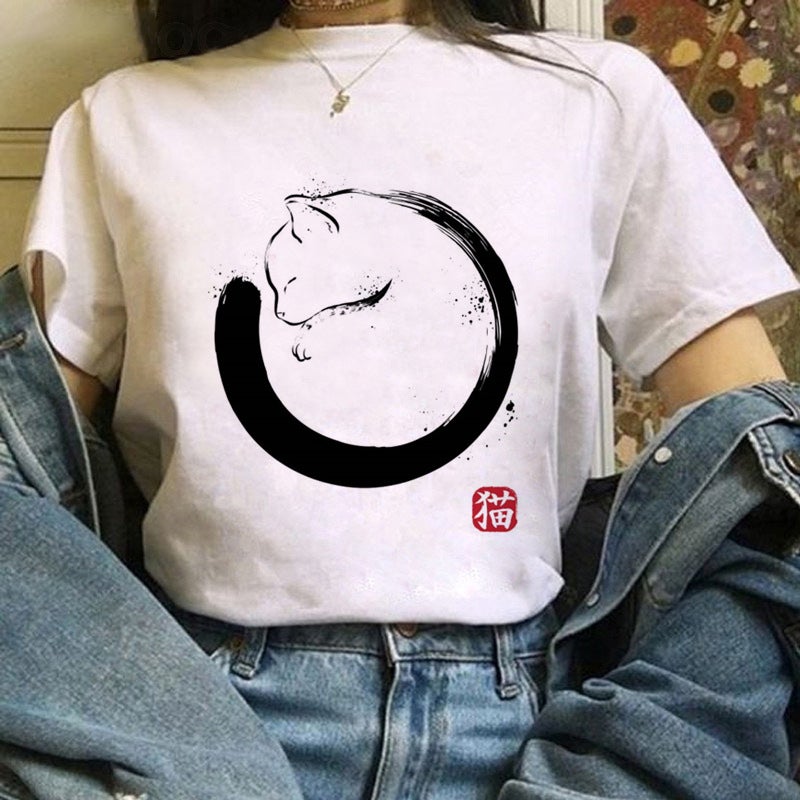 Wish Fun Animation Printed Pattern Round Neck Short Sleeve T-Shirt Women'S Top - Image 1
