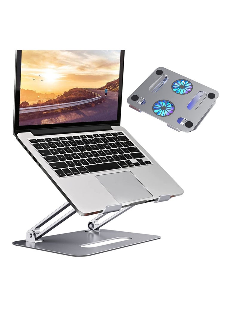Ergonomic Portable Laptop Stand with Cooling Fan Adjustable Height for 9 to 15.6 Inch Laptops Silver - Image 1