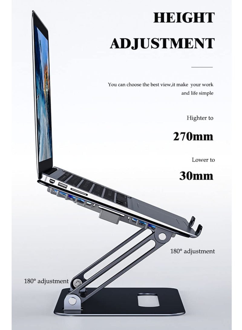 Ergonomic Portable Laptop Stand with Cooling Fan Adjustable Height for 9 to 15.6 Inch Laptops Silver - Image 4